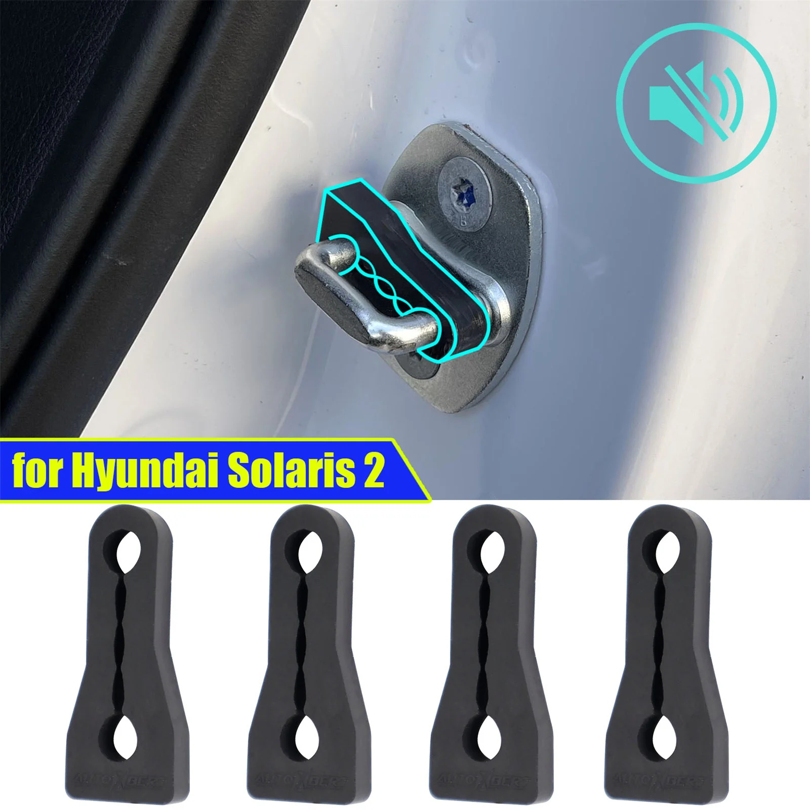 

Car Door Lock Sound Deadener Damper Buffer For Hyundai Solaris 2 2017 - 2023 Rattling Screaks Noise Deaf Soundproofing seal