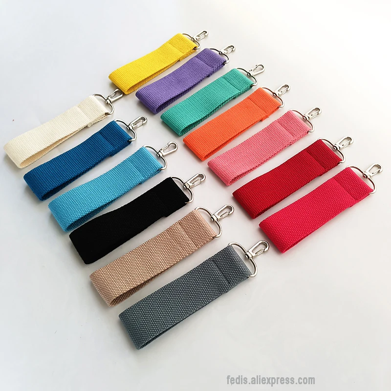 DIY Plain Canvas Strap Backpack Lanyards Name Tag Patch Sewing Webbing Straps Keychain 3.8x13.5cm