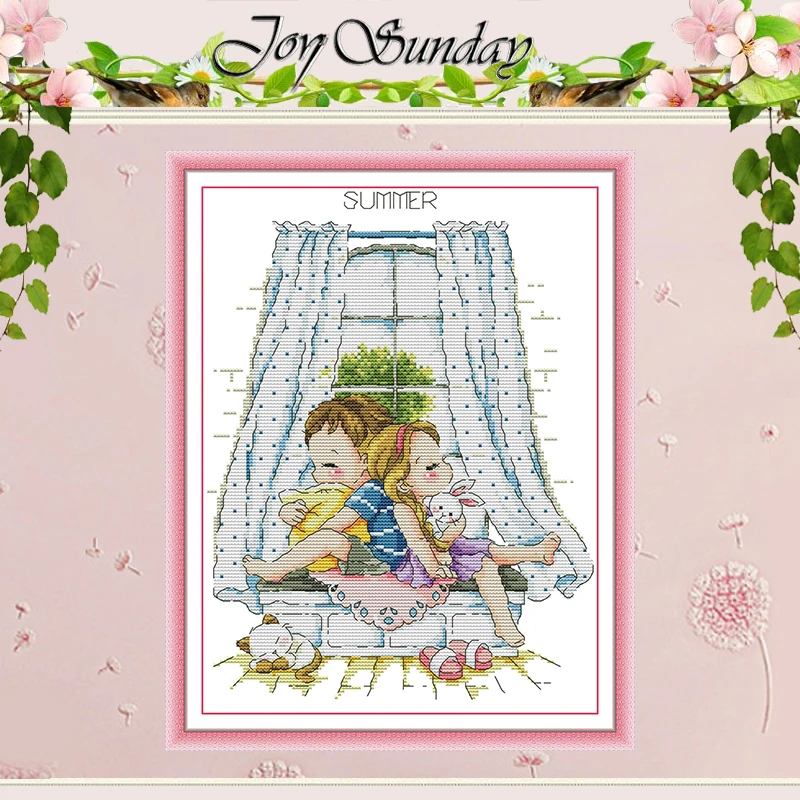Four Seasons Window Patterns Counted Cross Stitch Set DIY 11CT 14CT 16CT Stamped DMC Cross-stitch Kit Embroidery Needlework