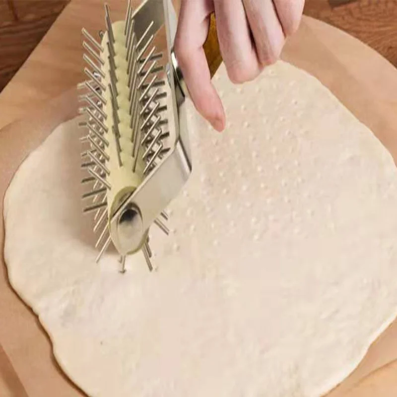 Stainless Steel Noodle Roller Knife, Wooden Handle, Flower Wheel, Pizza, Kitchen Household Tools, Pastry, Cookies