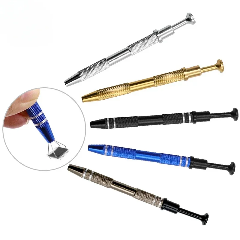 4 Claws Tweezers IC Extractor Electronic Component Spring Picking Pen Chip Screws Grab Mobile Phone Motherboard Repair Hand Tool