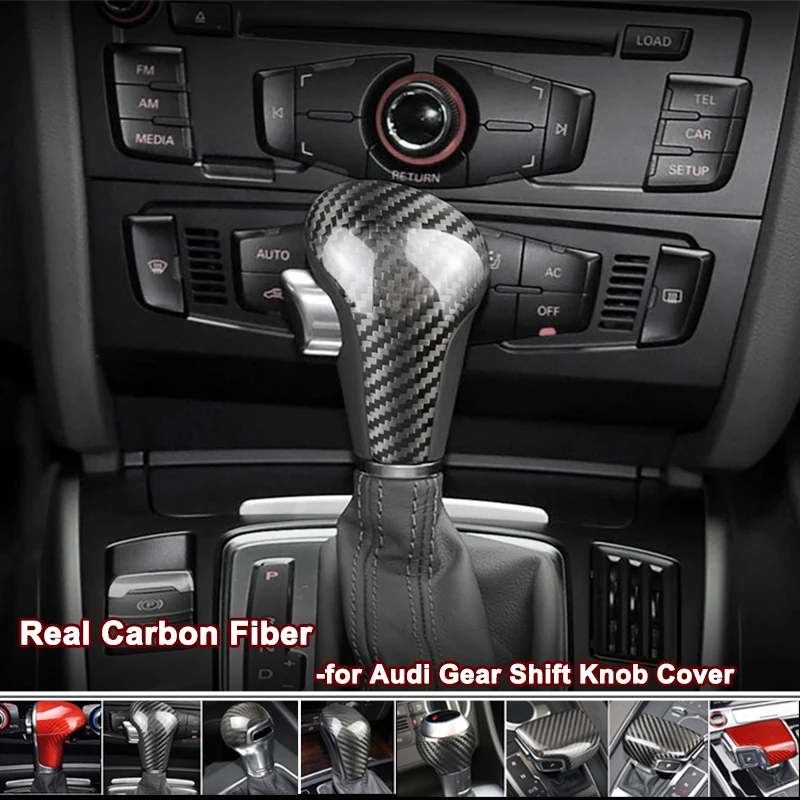 

For Audi Real Carbon Fiber Gear Shift Knob Cover Decoration Car Styling For Audi A3 A4 A5 A6 A7 Q2 Q3 Q5 Q7 S3 S6 S7 Accessories