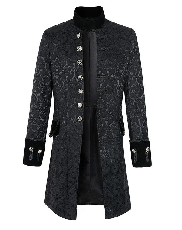 OBEEII Men's Steampunk Coat Vintage Medieval Victorian Jacket