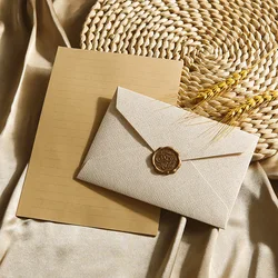 Elegant Greeting Cards Set with Envelopes and Stylish Gold Stickers - 5set (White)