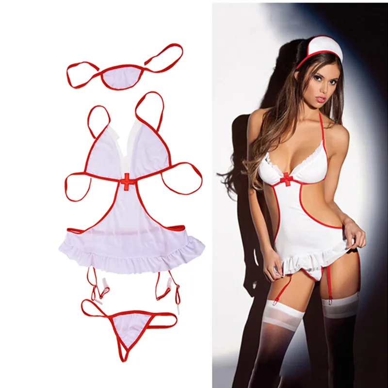 

Sexy Lingerie Set Nurse Babydoll Erotic Cosplay Uniform Transparent Erotic Lingerie Teddy Bear Female Striptease Costume