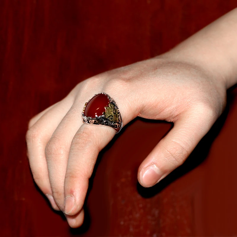 Sulemani Aqeeq Agate Stone Turkish Handmade Men Ring New Handmade