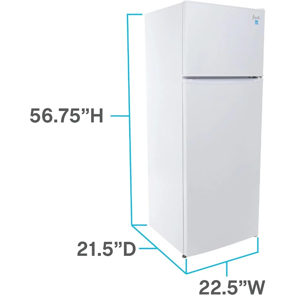 RA75V0W Apartment Refrigerator Freestanding Slim Design Full Fridge with Top Freezer for Condo, House, Small Kitchen Use,