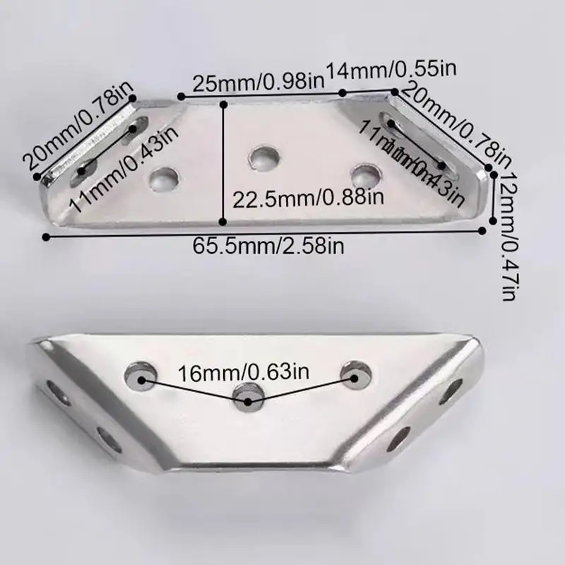 10pcs Universal Furniture Corner Connector Stainless Steel Corner Brace with Screws Heavy Duty Angle Shelf Brackets for Wood