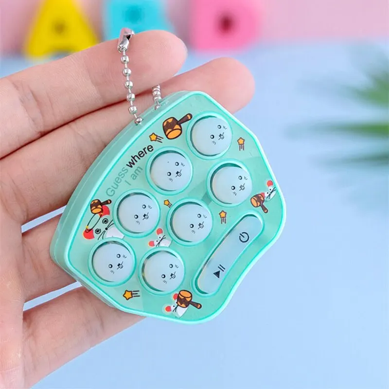 Pink Green 2 Pcs Parent-Child Interactive Mini Console Keychain Handheld Game Hand-in-Hand Whack-a-Mole Game Machine
