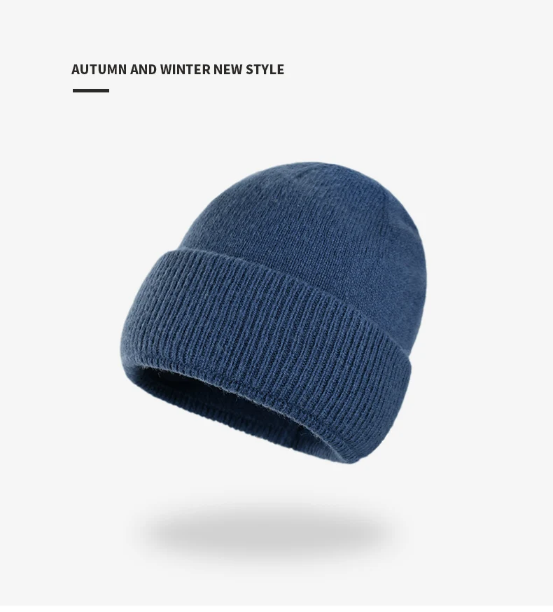 Neues Design weiche feste reine Wollmütze Damen Winterwärme gestrickte Wollmütze für Herren kalte Mütze dünne Beanie Erwachsene Geschenke – Detail 1