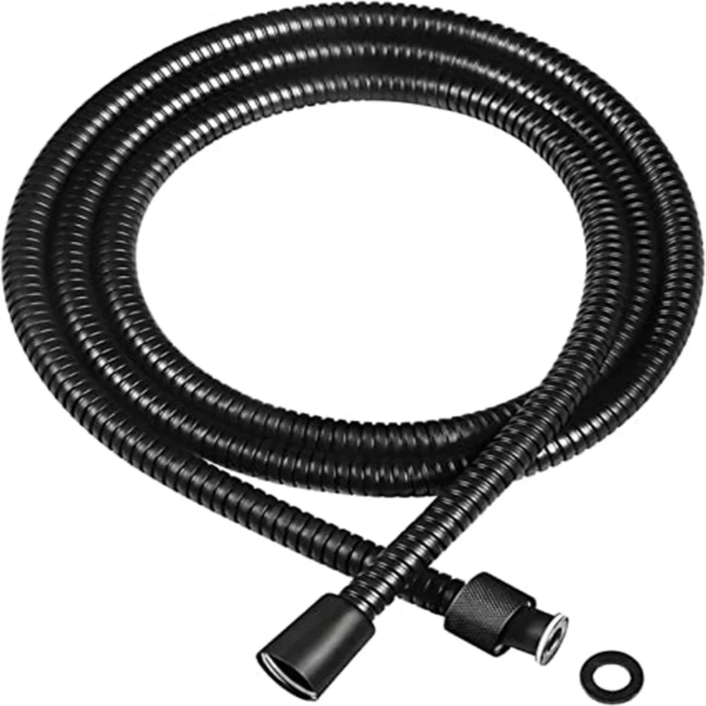 1.5M Black SUS 304 Flexible Shower Hose Long Bathroom Shower Water Hose Extension Plumbing Pipe Pulling Tube Bath Accessories flexible shower hose tube stainless steel 1 2m 1 5 2m long for home bathroom shower water hose extension plumbing pipe pulling