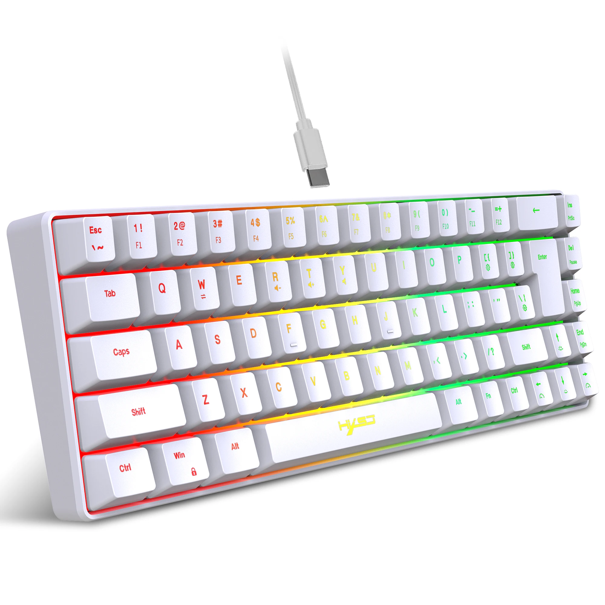 Teclado para juegos con cable USB, teclado portátil con retroiluminación de 20 RGB, 68 teclas, para ordenadores portátiles con Windows y ordenador