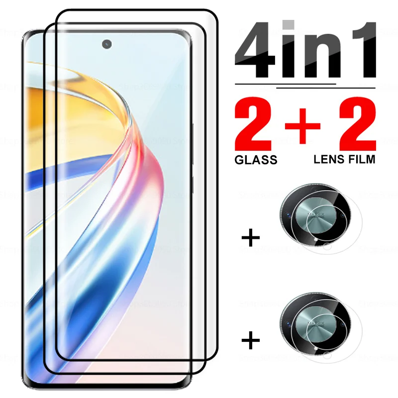 

Защитная пленка 4 в 1 для Honor X50, изогнутое закаленное стекло 9D для Honor X9b X 9b 50 Honarx50, защитная пленка для объектива камеры 6,78 дюйма