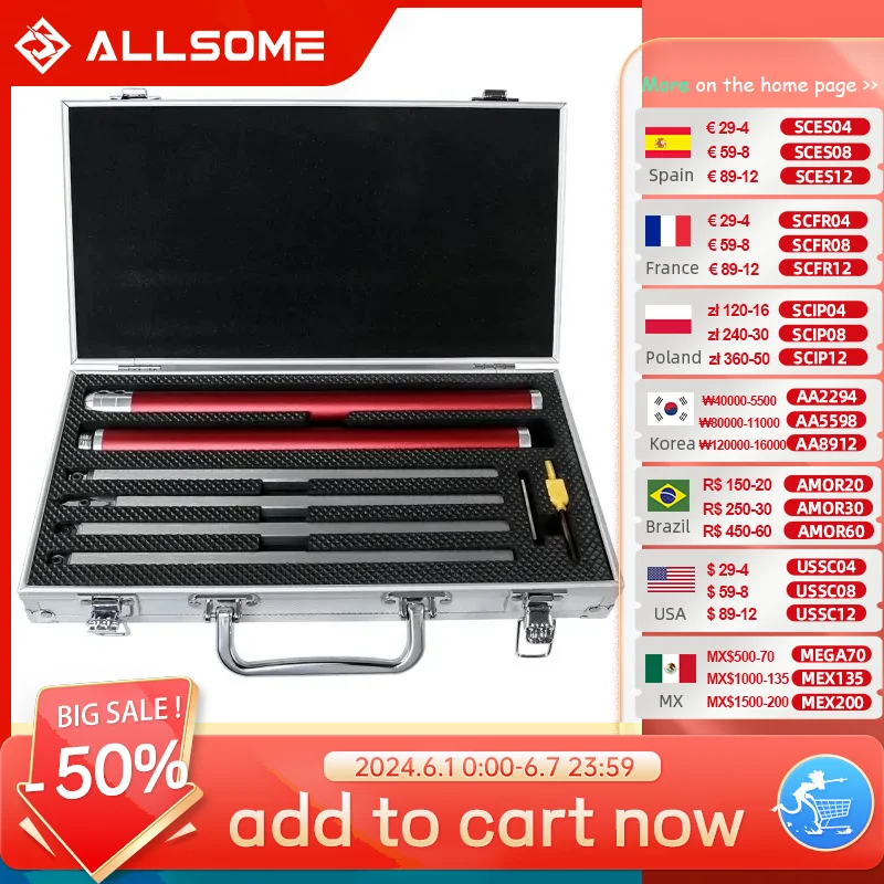 ALLSOME Wood Turning Tool Woodworking Lathe Chisel Set Carbide Insert Cutter Stainless Steel Bar Aluminum Storage Box HT2962