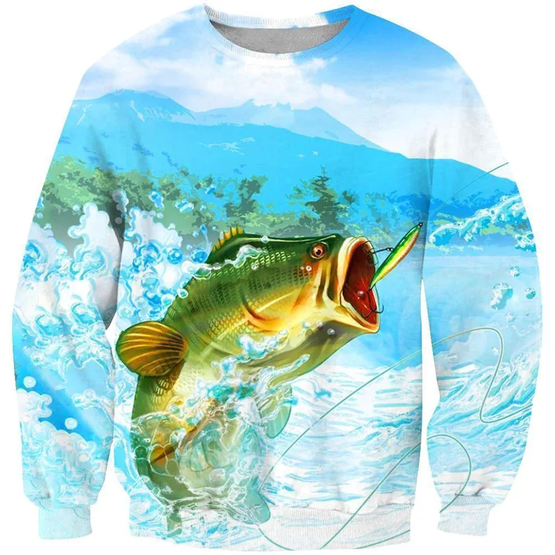 

3D Carp Fishing Catfish Walleye Printing Sweatshirts Bass Tuna Graphic Hooded Sweatshirts For Men Kid Fashion Harajuku Clothing