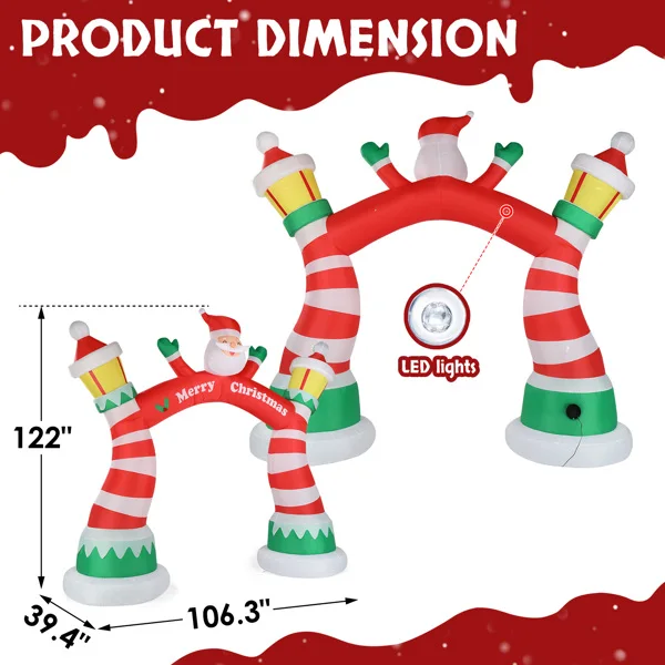 8.9ft 圣诞拱门 7颗LED灯 束口袋 圣诞充气拱门-29