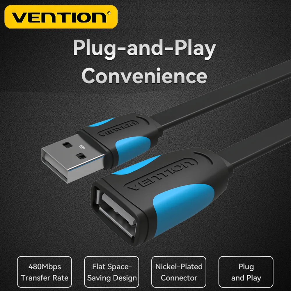 Vention High-Speed USB 2.0 Male to Female Extension Cable - Available in Multiple Lengths