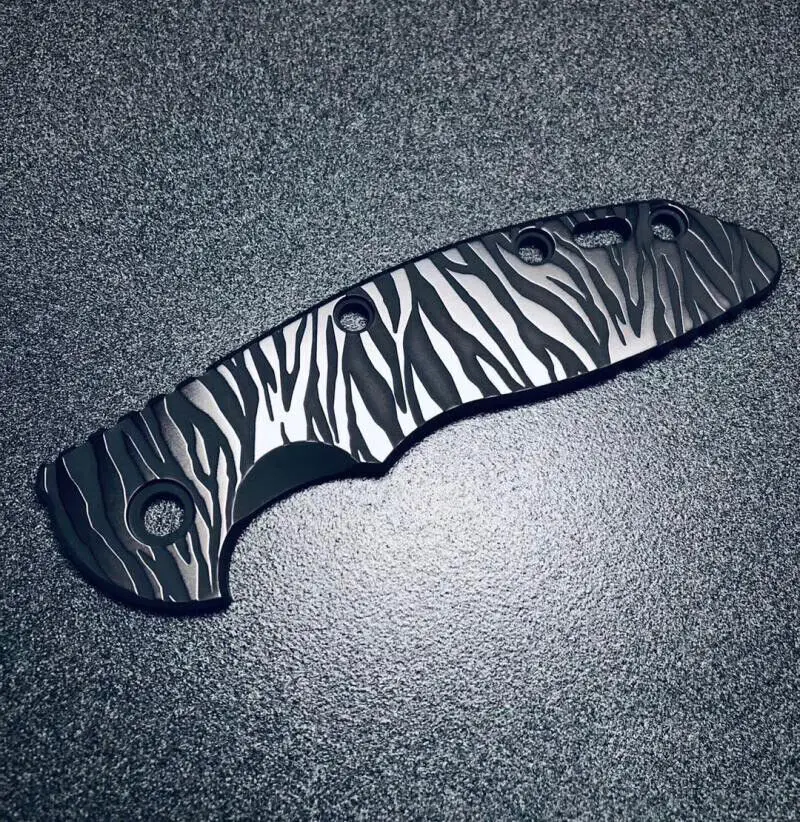 

1 шт., заплатка из титанового сплава с тигровой полосой для ножей Rick Hinderer XM18 3,5