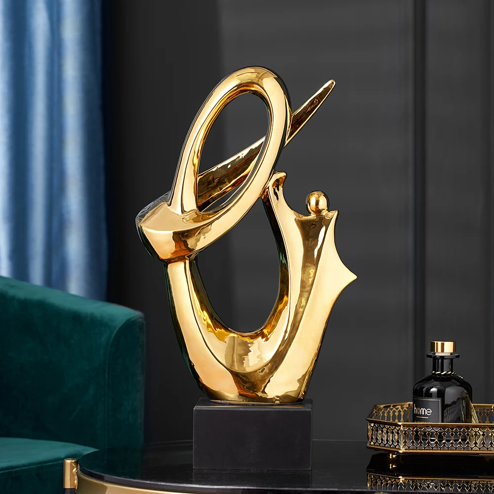 

Porcelain Crafts Living Room Table Decoration Modern Design Home Decor Statue Ornaments Abstract Golden Sculptures & Figurines