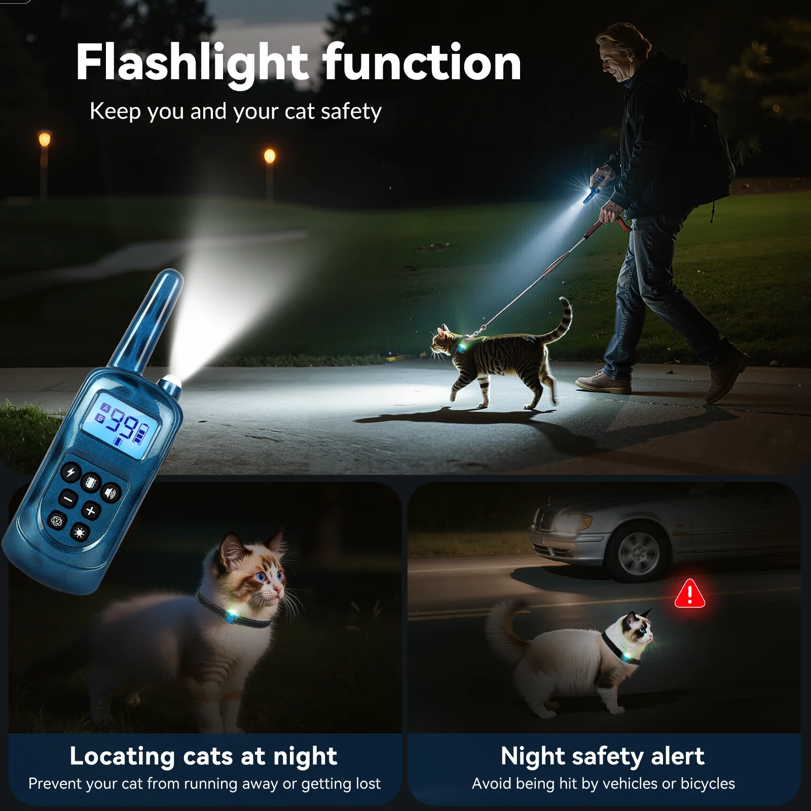 Cat Shock Collar with 2000FT Remote Control Ultra-Small Cat Training Collar Vibration Shock Sound Waterproof Rechargeable