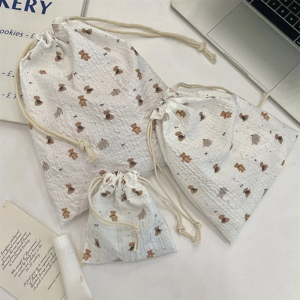 귀여운 꽃 여성 메이크업 가방 파우치 Kawaii 휴대용 세면 용품 화장품 보관 주최자 여행 화장품 가방 Drawstring 케이스