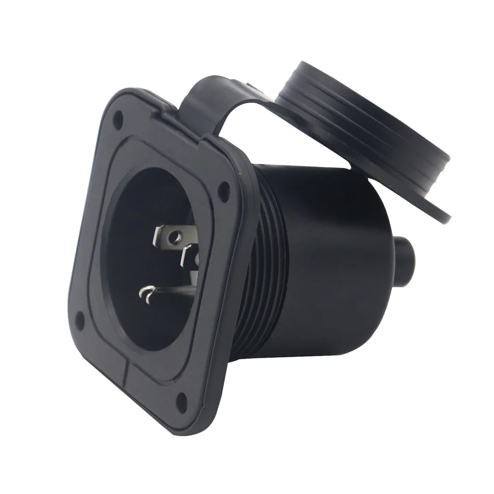 15 Amp Power Inlet Port Plug, 125V RV Shore Power Inlet Plug With Waterproof Cover, 3-Pin 5-15P Receptacle Flanged Plug