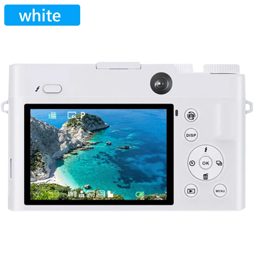 4K 64MP Digital Camera Dual Lens Cameras with Anti-Shake Flash 16X Digital Zoom Compact Camera for Photography and Video