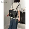 Xgoth Ins Women's Backpack Large Capacity Premium College Style Messenger Bag Korean Style Black Bags Preppy Fashion Accesories 1
