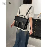 Xgoth Ins Women's Backpack Large Capacity Premium College Style Messenger Bag Korean Style Black Bags Preppy Fashion Accesories 1