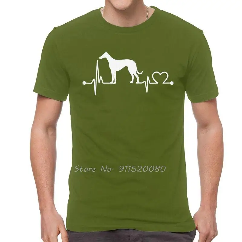 Windhund Herzschlag T Shirts Männer Baumwolle T-shirt Lustige Liebe Hund Haustier T Tops Streetwear Harajuku T-shirt Geschenk – Detail 5