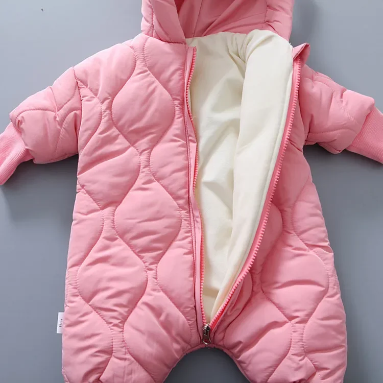 Infant Baby Jumpsuit Cotton-Padded Clothes Boys Girls Winter Padded Cotton Out Romper Children Fashion Hooded Pajamas