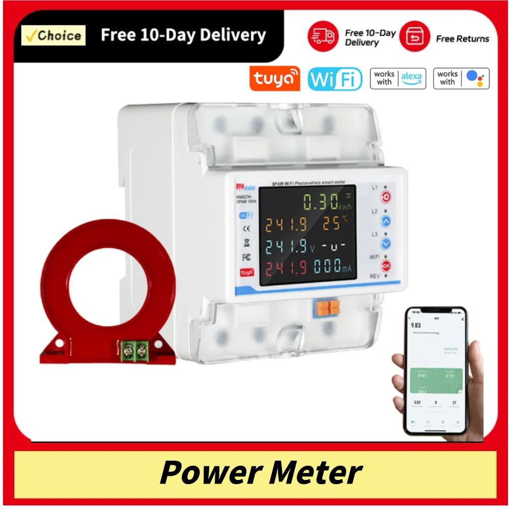 Tuya WiFi Intelligent Circuit Breaker Automatic Reclosure Protector 3P4W Power Meter Three Phase Reclosure Switch with Multiple