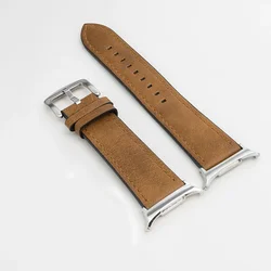 Premium Leather Strap for Ultra Smartwatch - Sleek No - Gap Design Bracelet (YBrown Silver)