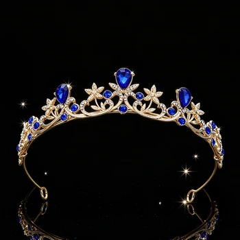 Tiara da Sposa con Strass Scintillanti, Corona Floreale Elegante, Accessorio per Matrimoni, Concorsi di Bellezza, Compleanni ed Eventi Formali