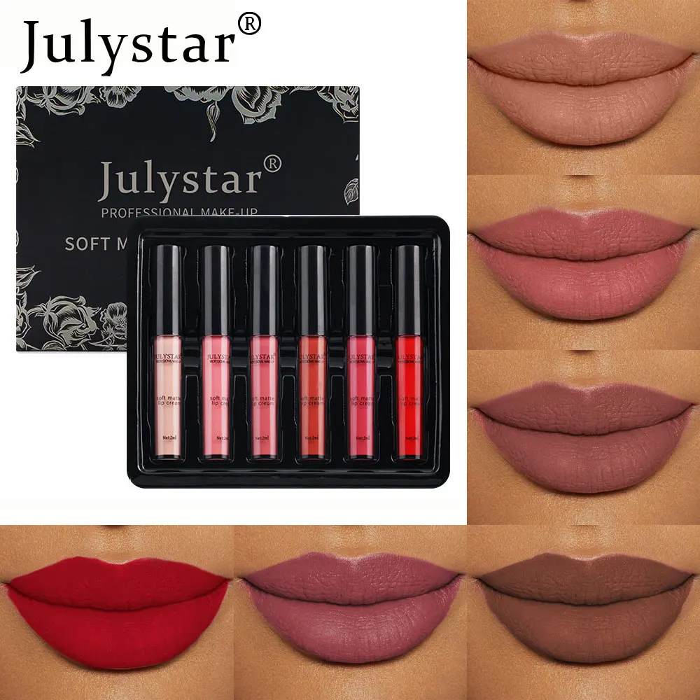 

6 Colors Velvet Matte Liquid Lipstick Set Lip Gloss Moisturizing Nude Waterproof Long Lasting Sexy Red Lip Tint Makeup Cosmetic