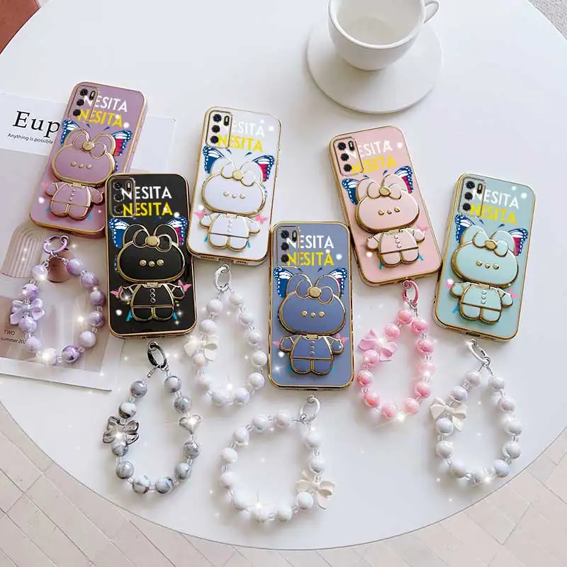 Dancing Butterfly Phone Accessory Set: Case, Lanyard & Rabbit Stand