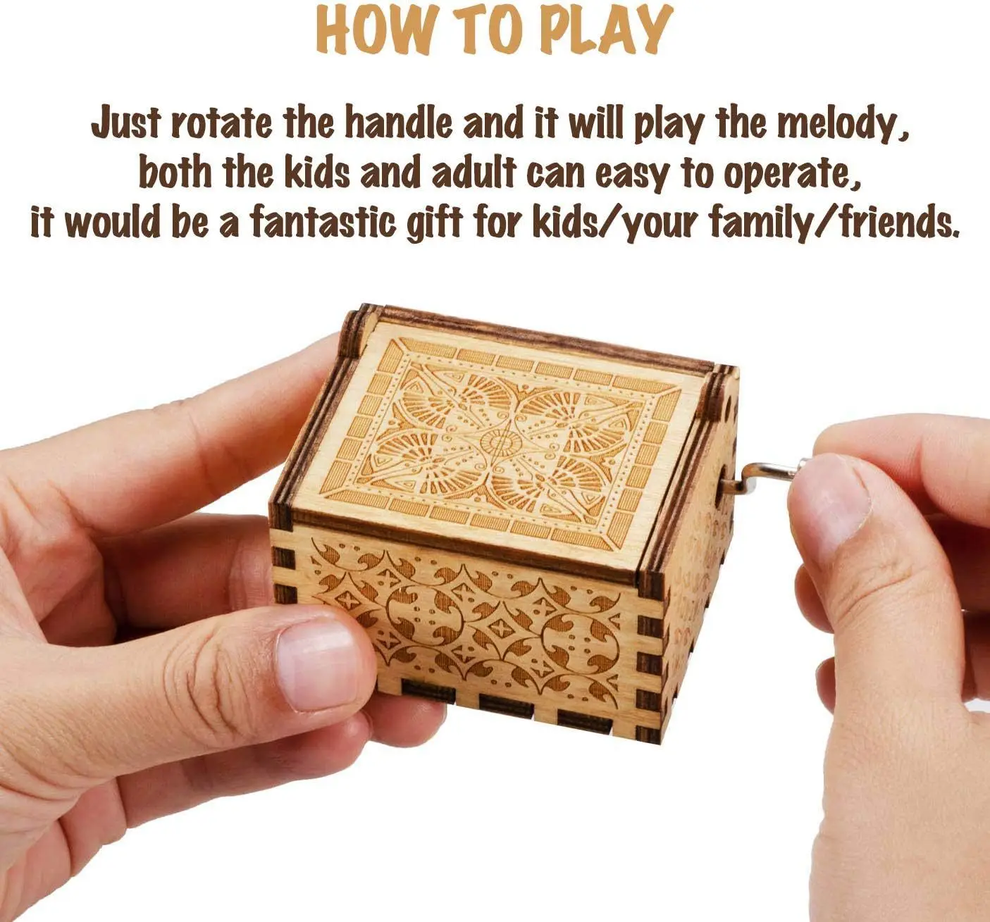 Wooden Music Box The Pooh Saying Music Boxes Antique Engraved Musical Boxes Gifts for Birthday/Christmas/Anniversary 2