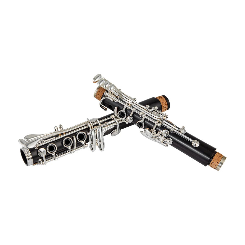 Rowettre Professional Ebony Clarinet Falling Tune B 17 Key Silver plated copper Solid wood clarinet