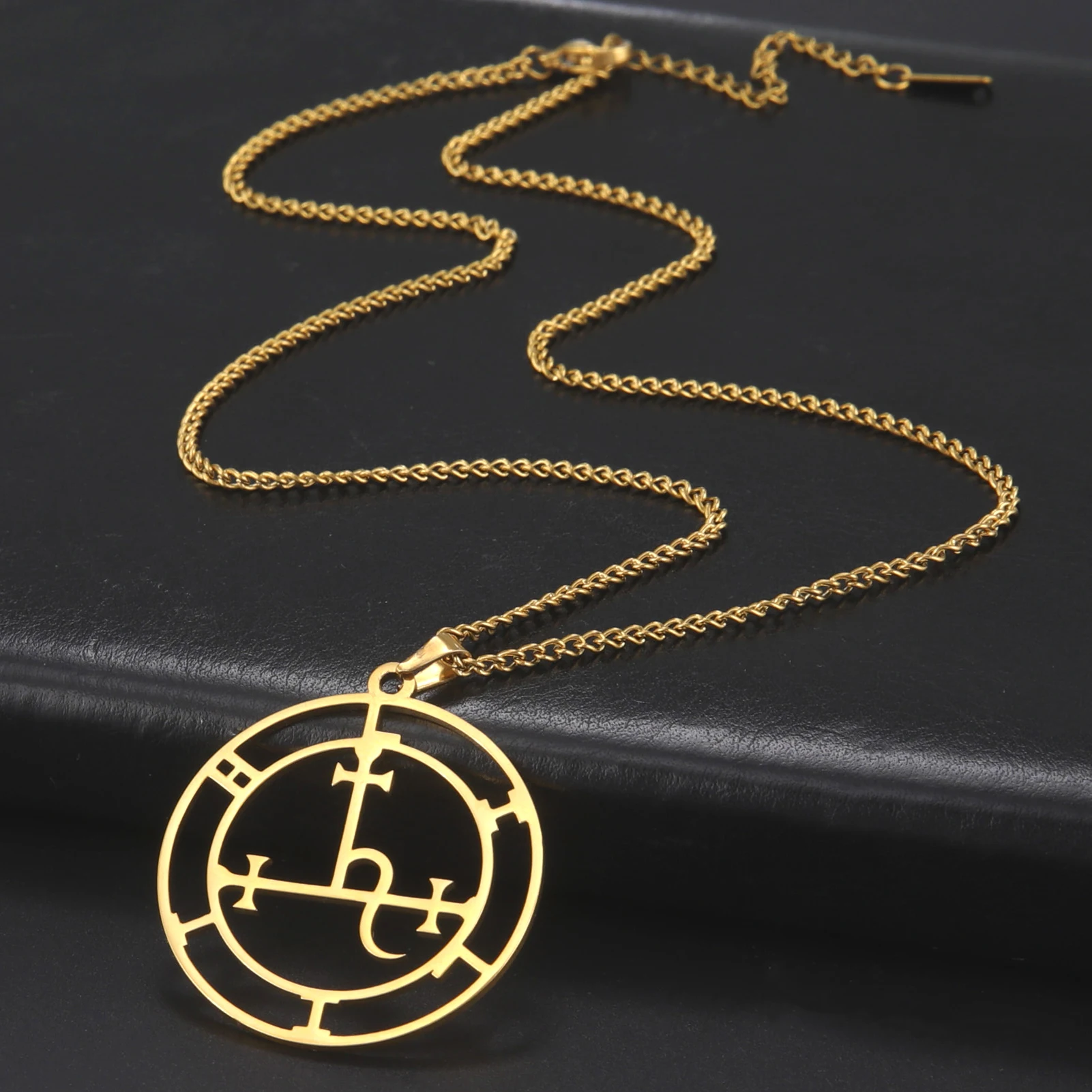 Kkjoy Pentagramm Halskette für Frauen Silber Farbe Edelstahl Marbas Teufel Symbol Kette Kragen Esoterik Schmuck Zubehör – Detail 8