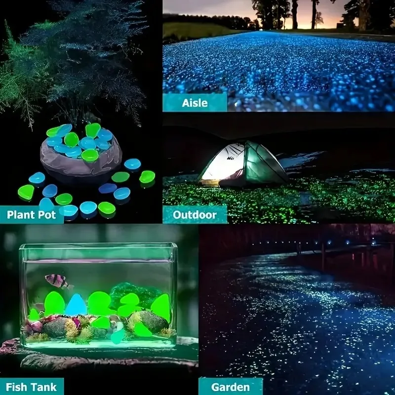 Glow In The Dark Garden Pebbles Stones Rocks For Yard And Walkways Decor Fairy Garden DIY Decorative Luminous Stones aquarium decoration stones