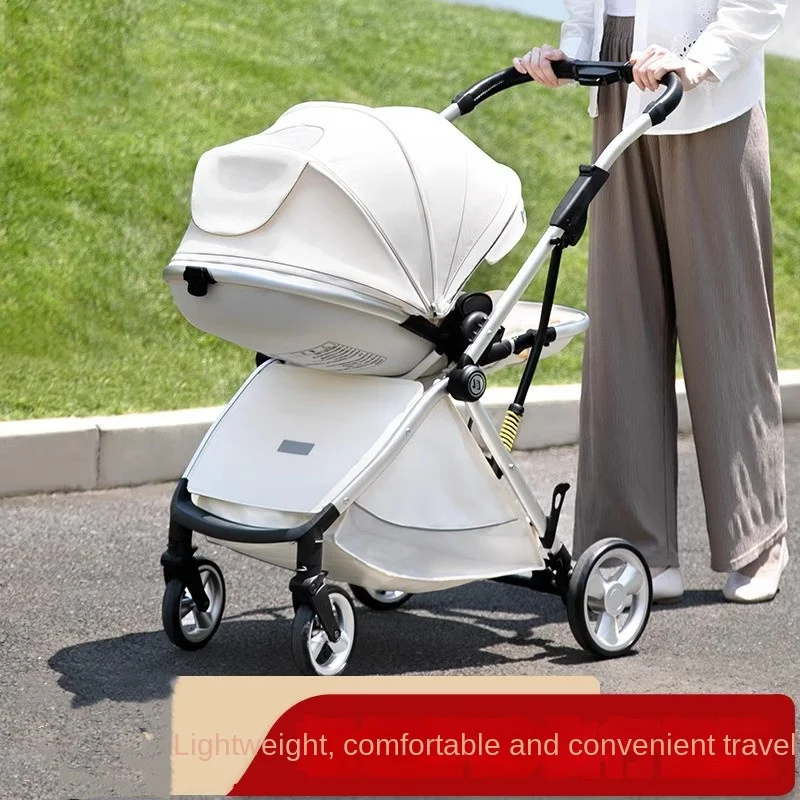 Luxury Newborn Baby Stroller High-View Two-Way Foldable Pushchair Egg-Shaped Pram for 0-3 Years