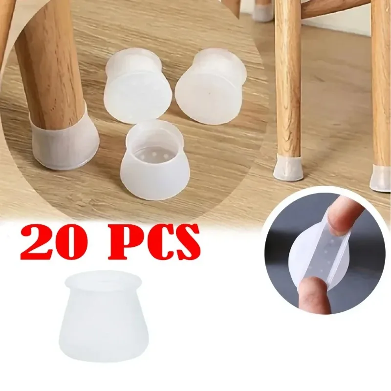 20pcs 패드 가구 테이블 커버 바닥 보호대 글라이드 피트 캡 투명 실리콘 의자 다리 가구 다리 캡 피트