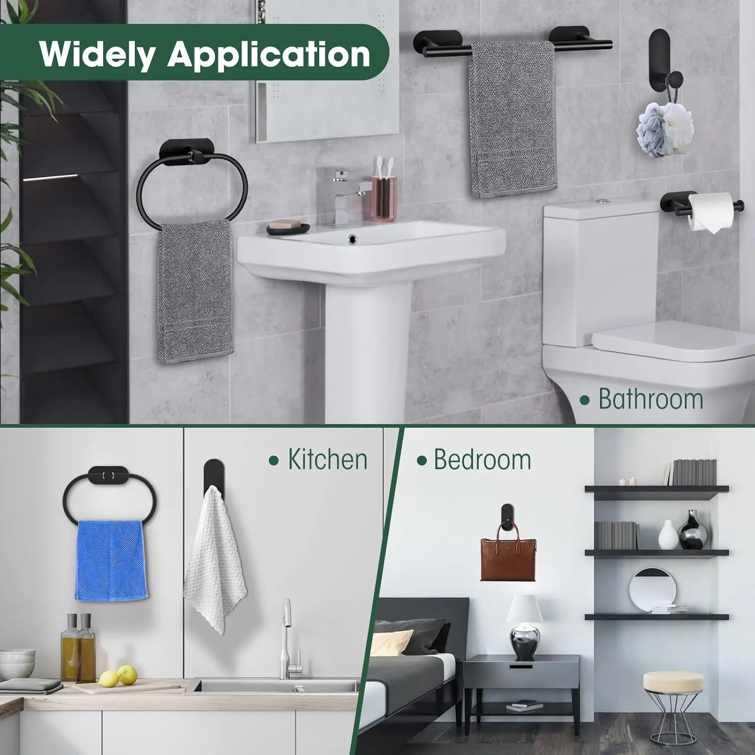 Description Picture 5 of itemBathroom Towel Bar  Set 5 Pieces Brushed Nickel Modern  Bathroom Hardware Set Stainless Steel Wall Mounted