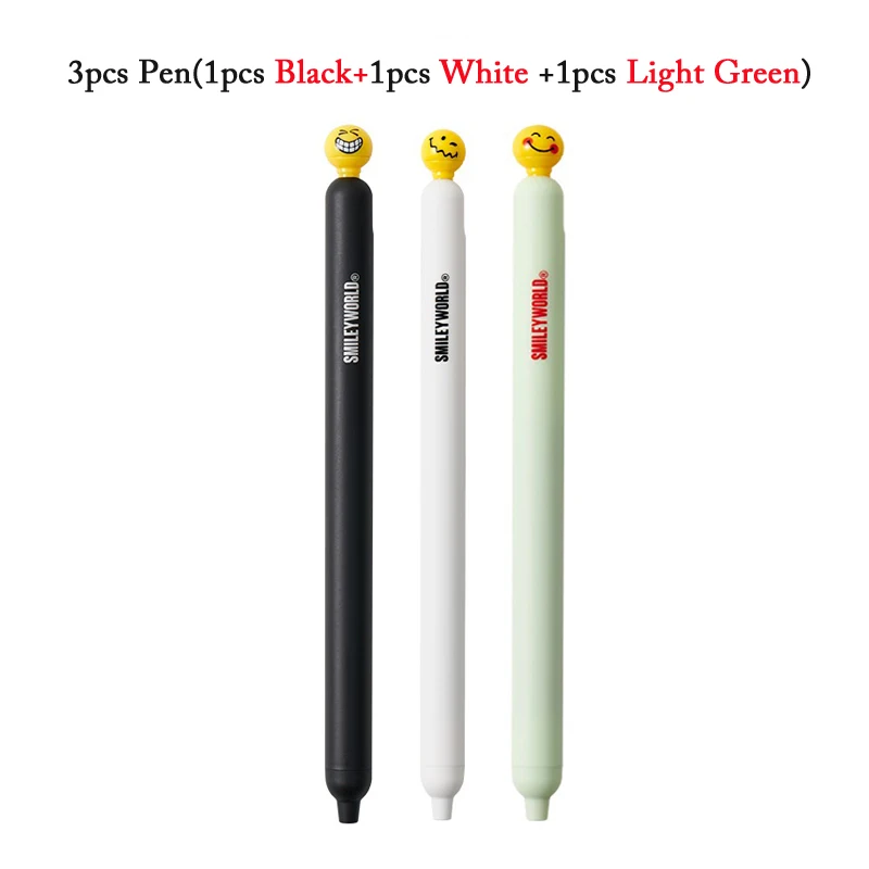 kaco❁⃘ 3pcs KACO Smiley Gel Pen Set Happy Fruit Comfort Grip Low