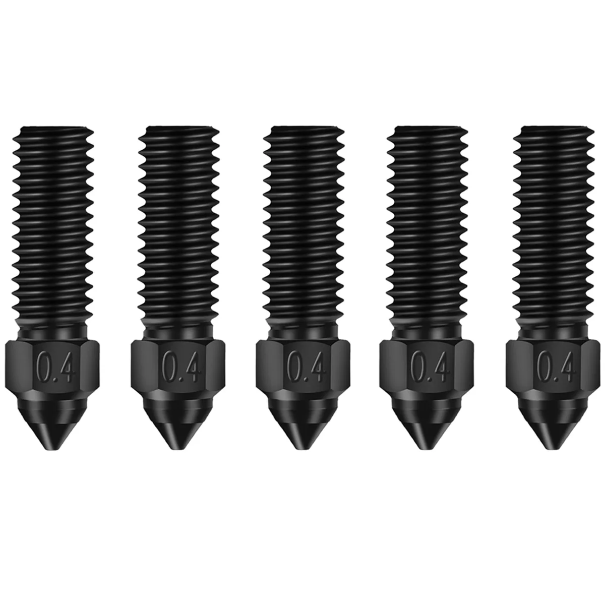 

5PCS 3D Printer Hardened Steel Nozzles 0.4mm, High Speed Printing and High Flow Extruder Nozzles for K1, K1 Max Printer