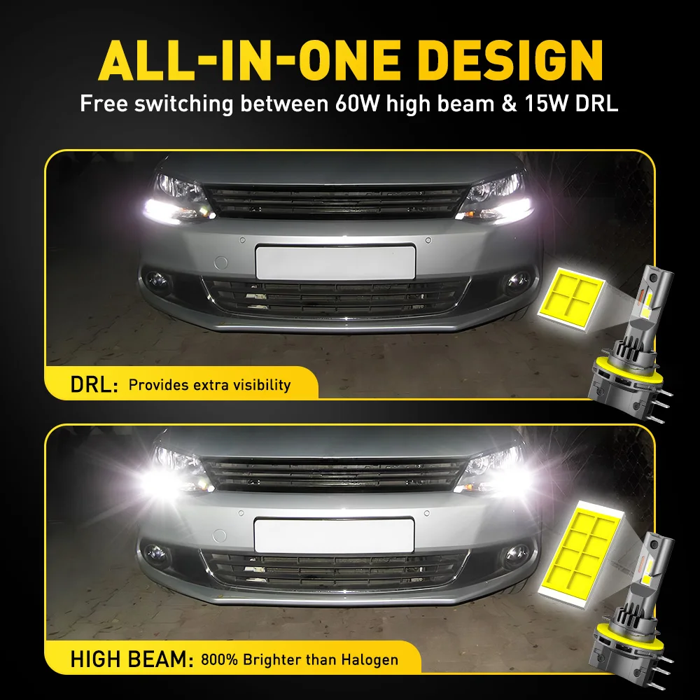 LED Bulbs 2Pcs Turbo H15 Canbus Led Bulbs For Volkswagen Golf 7