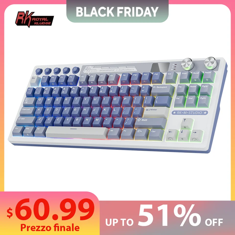M87 RK ROYAL KLUDGE メカニカルキーボード ワイヤレス/Bluetooth/2.4G