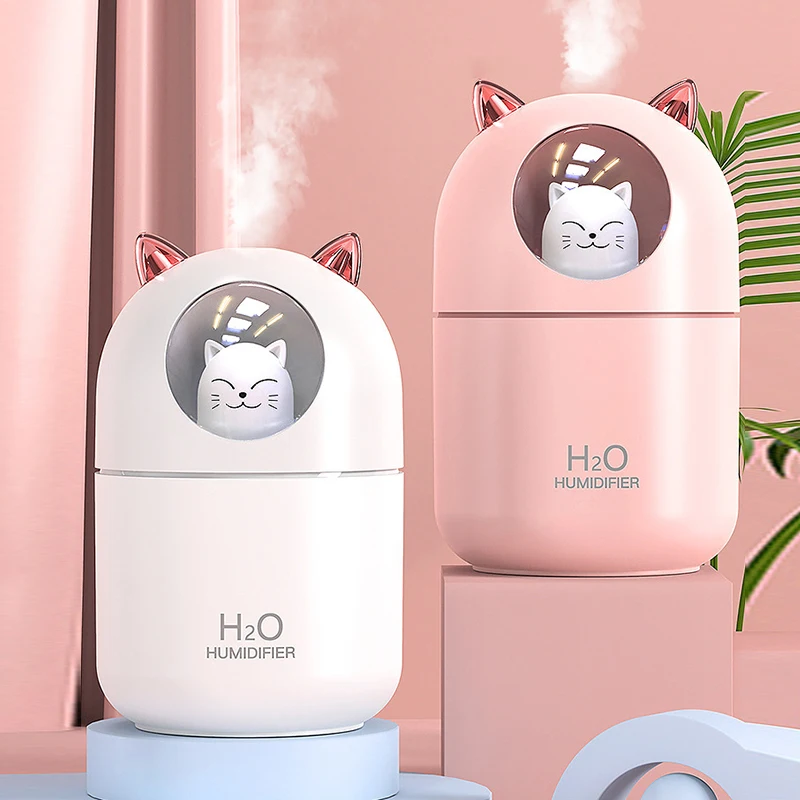 

Home Appliances USB Humidifier 300ml Cute Pet Ultrasonic Cool Mist Aroma Air Oil Diffuser Romantic Color LED Lamp Humidificador