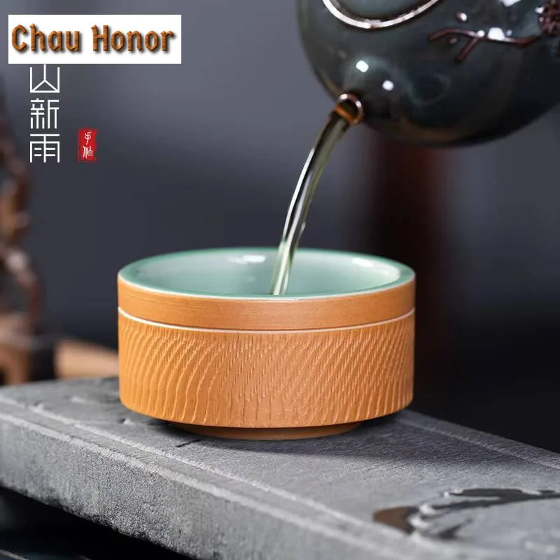 100ML Longquan Celadon Teacup Handmade Knife Jumping Ceramic Master Cup Vintage Water Jug Chazhan Tea Household Tableware Gifts