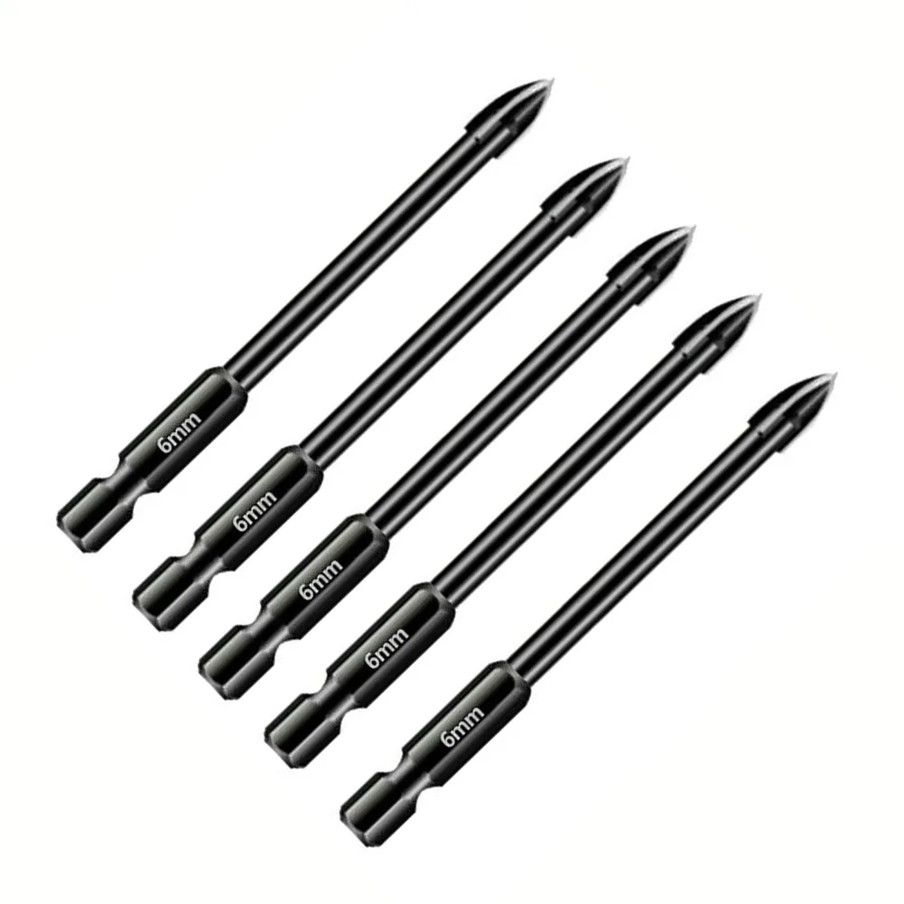 

5PC 6mm Tile Porcelain Drill Bit Marble Ceramic Glass Brick Shank Hex Spear Head For Power Tools Accessories